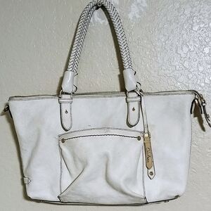 COLE HAAN Vintage Handbag Shoulder Crossbody Bag Ivory Pebble Grain Leather